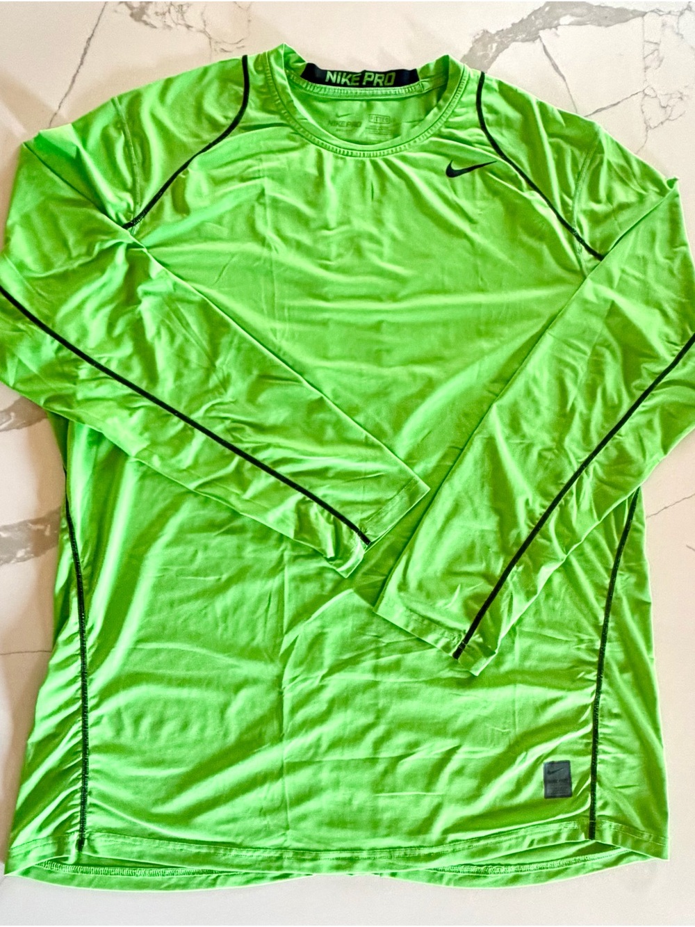 Nike Pro Volt Neon Green Long Sleeve Athletic Performance Shirt XXL